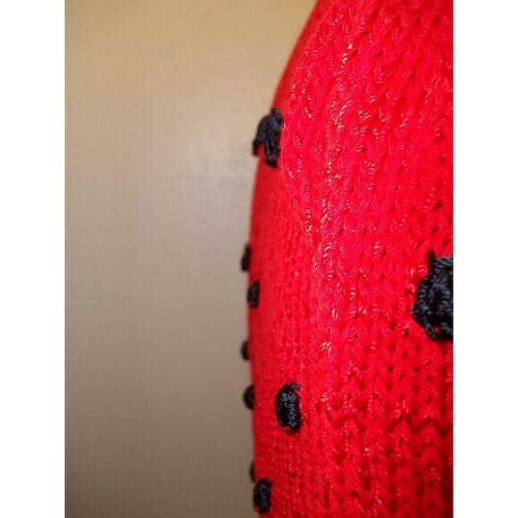 Lillie Rubin Vintage Red & Black Popcorn Knit Sweater S - Picture 5 of 7